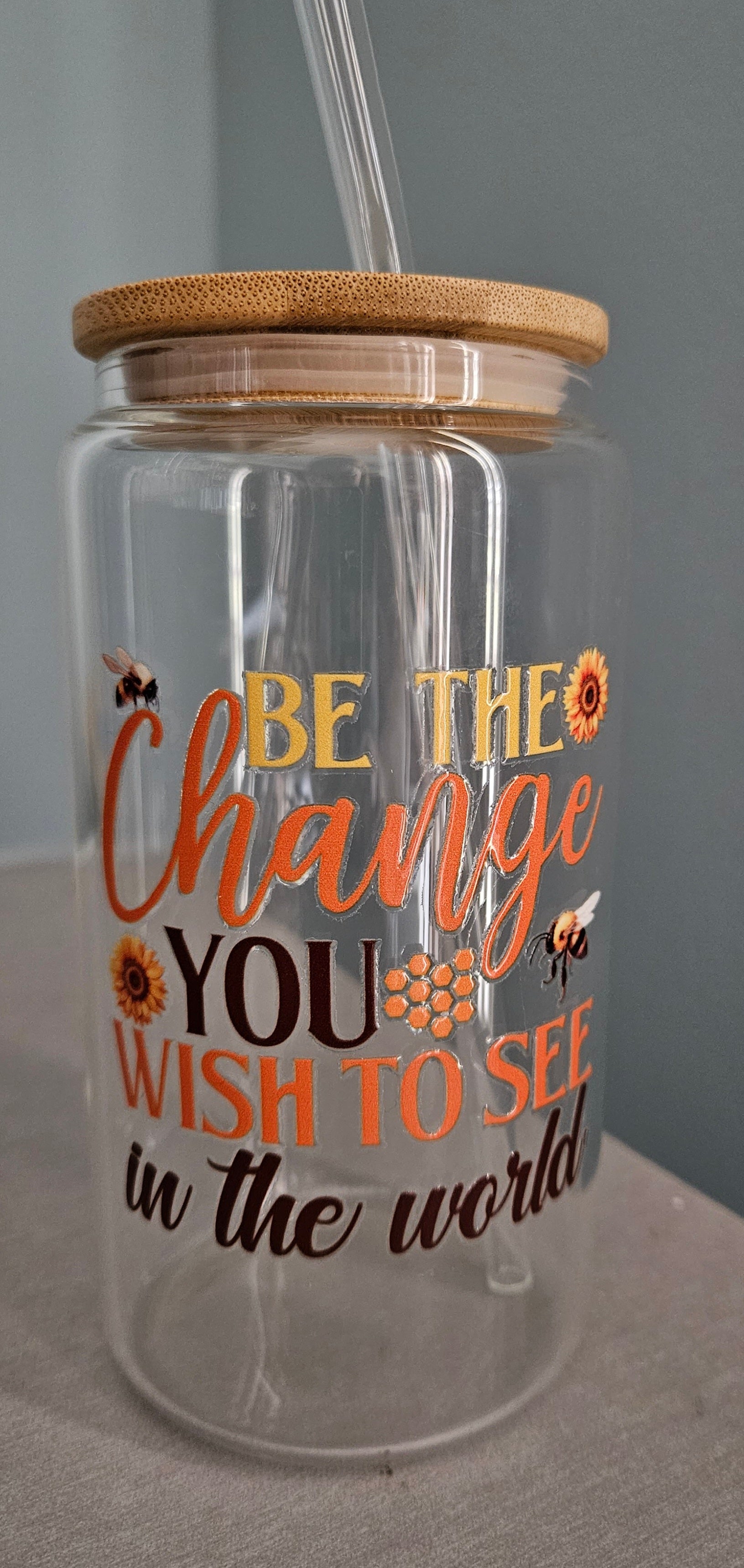 Glass Tumbler with Lid and Straw