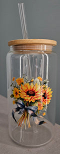 Glass Tumbler with Lid and  Straw