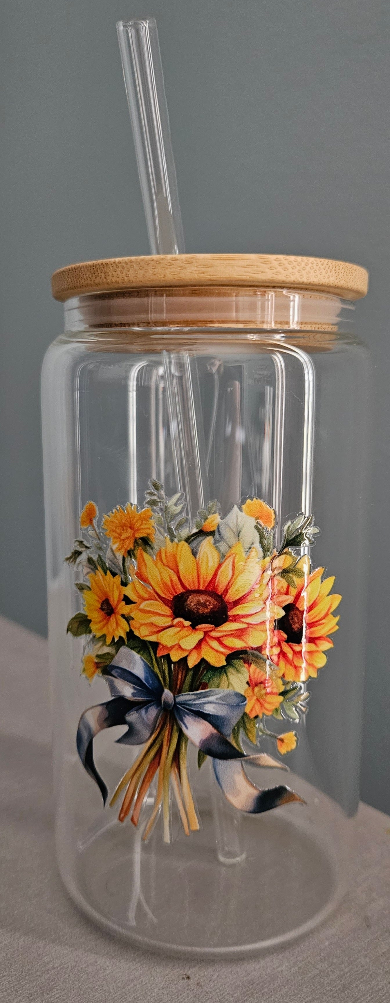 Glass Tumbler with Lid and  Straw