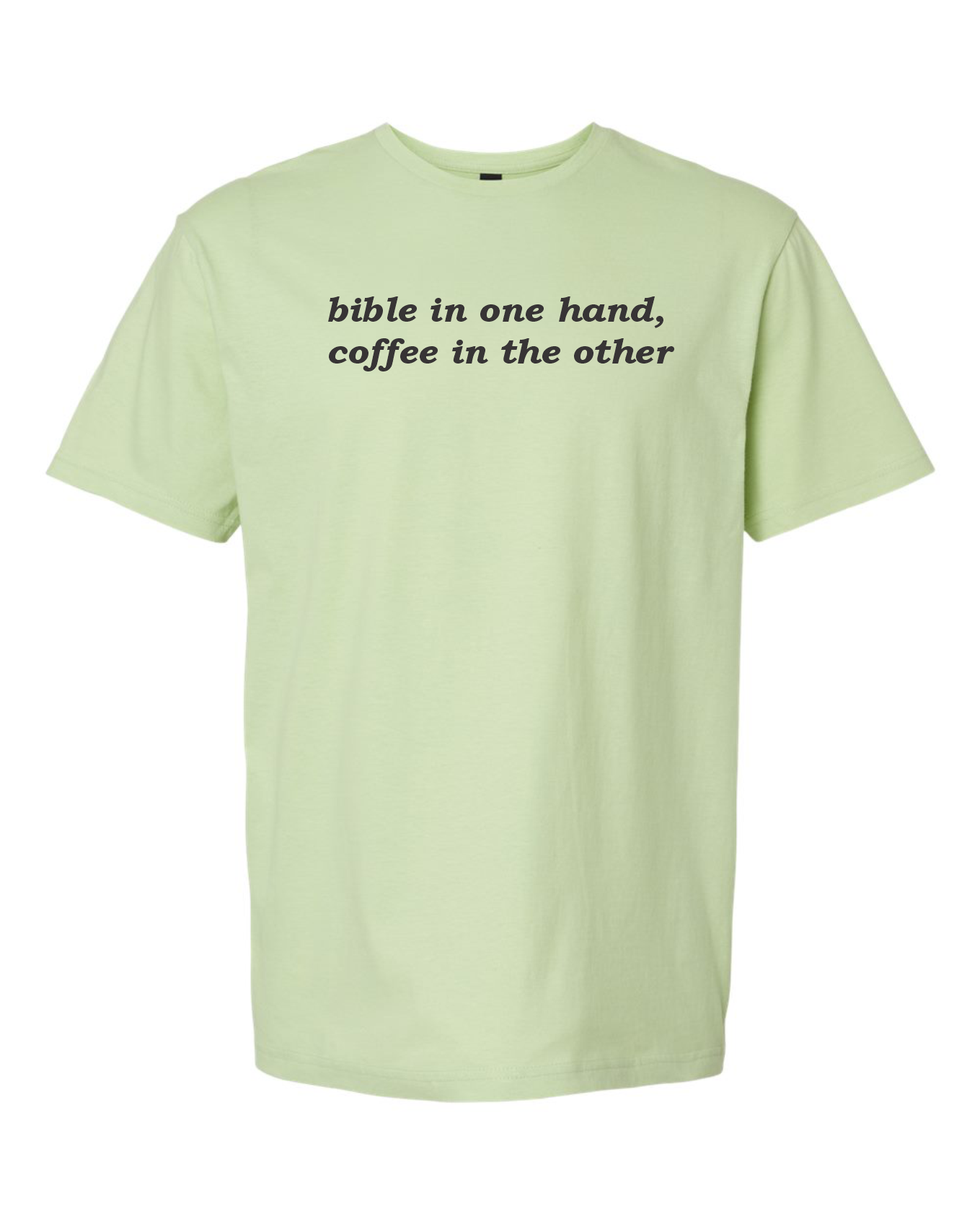 Bible in one hand coffee in the other